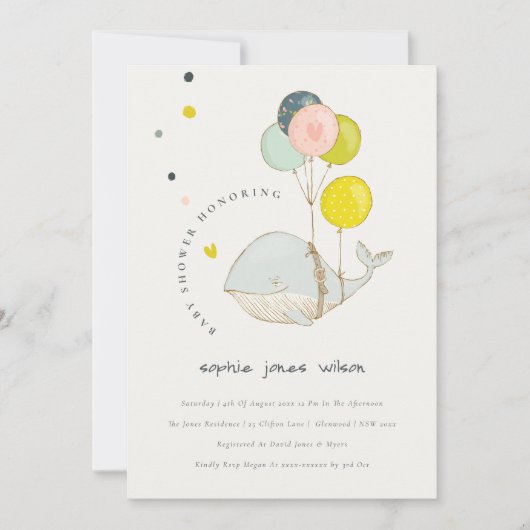 Joli Baby shower balloon sous-marin Invitation (Devant)