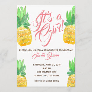 Joli baby shower d'ananas tropical invitation