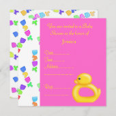 Joli baby shower de canard rose chaud invitation (Devant / Derrière)