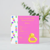 Joli baby shower de canard rose chaud invitation (Debout devant)