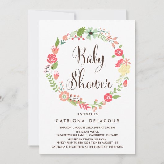 Joli Baby shower de couronne de jardin Invitation (Devant)