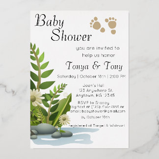 Joli Baby shower de jardin Foil Invitation
