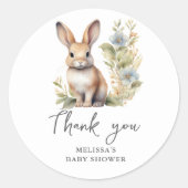 Joli Baby shower de lapin Merci Favoriser Sticker (Devant)