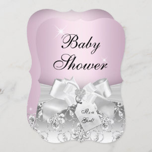 Joli Baby shower Diamond Bow clair rose Invitation