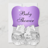 Joli Baby shower Diamond Bow violet Invitation  (Devant)