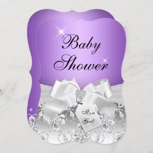 Joli Baby shower Diamond Bow violet Invitation