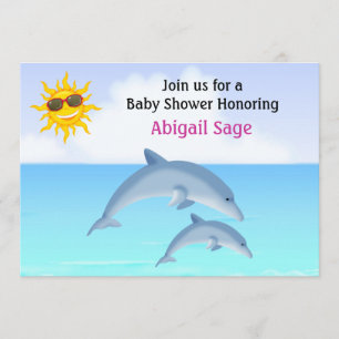 Joli Baby shower Dolphin Ocean Invitation pour fil