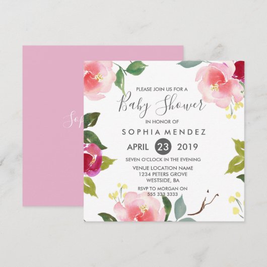 Joli Baby shower Floral de printemps Invitation (Devant / Derrière)