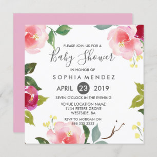 Joli Baby shower Floral de printemps Invitation