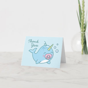 Joli Baby shower Narwhal Merci fille rose