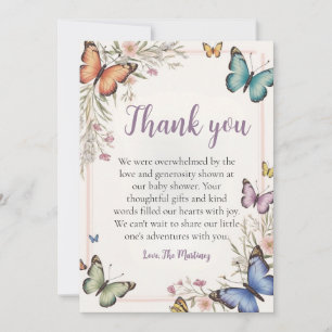 Joli baby shower papillon mignon merci cartes