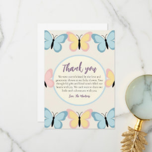 Joli baby shower papillon mignon merci cartes