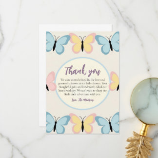 Joli baby shower papillon mignon merci cartes