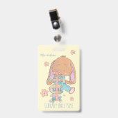 Joli badge de passe de bibliothèque lapin de print (Avant avec clip)