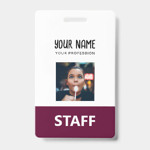 Joli Badge de Personnel Nom Photo Étagette de l'Em