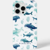 Joli baleines bleues coque iphone personnalisé