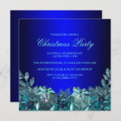 Joli Bauble Bleu & Bow Invitation de fête de Noël (Devant / Derrière)
