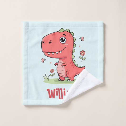 Joli bébé dinosaure rouge (Gant de toilette)