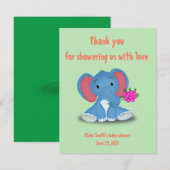 Joli bébé éléphant envoyer merci fleurs (Devant / Derrière)