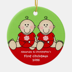 Joli bébé garçon Jumeaux Premier Noël Ornement