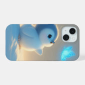 Joli bébé oiseau bleu avec papillon magique (Verso Horizontal)