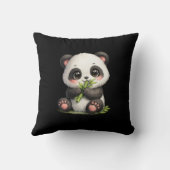 Joli bébé panda mangeant du bambou oreiller jeté n (Verso)