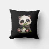 Joli bébé panda mangeant du bambou oreiller jeté n (Recto)