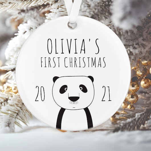 Joli bébé panda premier Noël noir et blanc