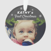 Joli bébé premier Noël flocon de pin photo O (devant)