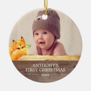 Joli bébé renard Ornement de Noël pour la 1ère pho