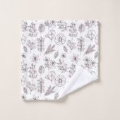 Joli Blanc Noir Floral Botanique (Gant de toilette)
