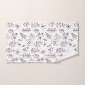 Joli Blanc Noir Floral Botanique (Serviette à main)