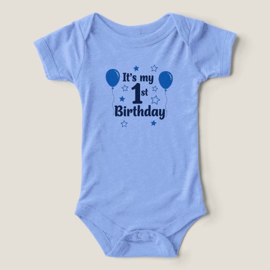Joli Bleu "C'est mon 1er anniversaire" Bébé (Design Recto)