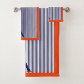 Joli bleu élégant et orange rayé monogramme (En situation)