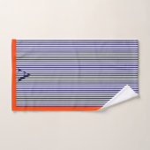 Joli bleu élégant et orange rayé monogramme (Serviette à main)