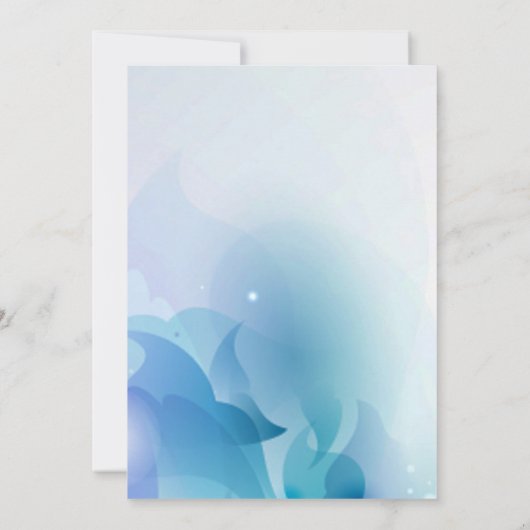 Joli bleu et Floral Abstrait Faire-part de mariage (Dos)