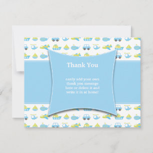 Joli bleu garçons voyage temps merci carte à plat