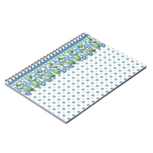 Joli bleu matin gloire frontière Carnet spiral (Côté gauche)