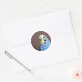 Joli Bleu Parakeet Photo Sticker Rond Classique (Enveloppe)