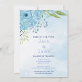 Joli bleu Rose Faire-part de mariage (Devant)