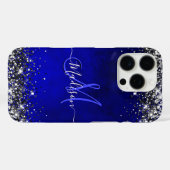 Joli bleu royal faux parties scintillant Coque - (Verso (horizontal))