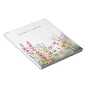Joli bloc-notes à fleurs aquarelles avec nom (Incliné)