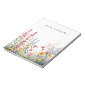 Joli bloc-notes à fleurs aquarelles avec nom (Tourné)
