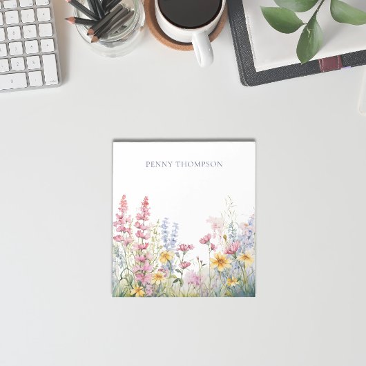 Joli bloc-notes à fleurs aquarelles avec nom