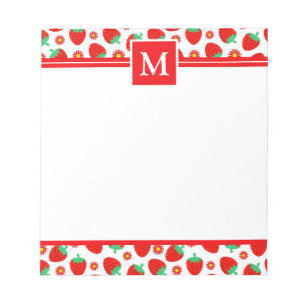 Joli bloc-notes à monogramme sur les fraises d'été