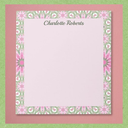 Joli bloc-notes à motif rose et sauge