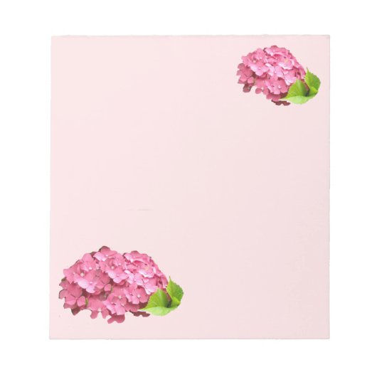 Joli bloc-notes aux hortensias roses (Devant)