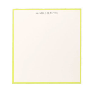 Joli bloc-notes jaune chartreuse avec nom personna