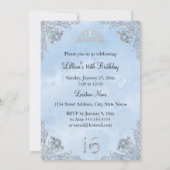 Joli Blue Diamond Tiara Sweet 16 Invitation (Dos)