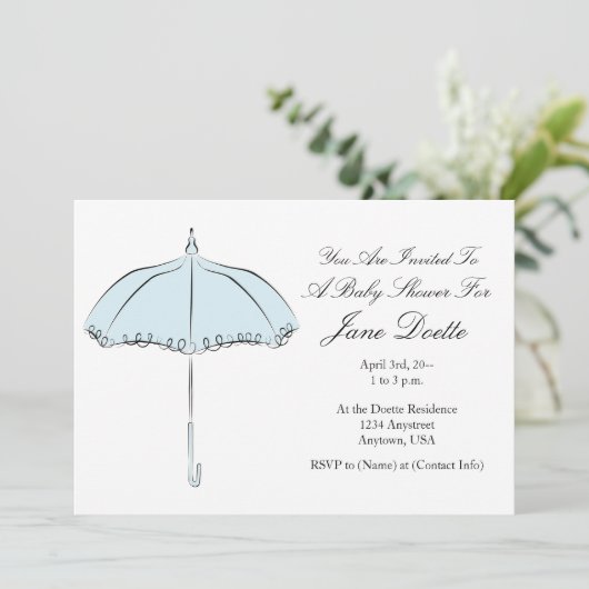 Joli Blue Parasol Douche Invitation (Debout devant)